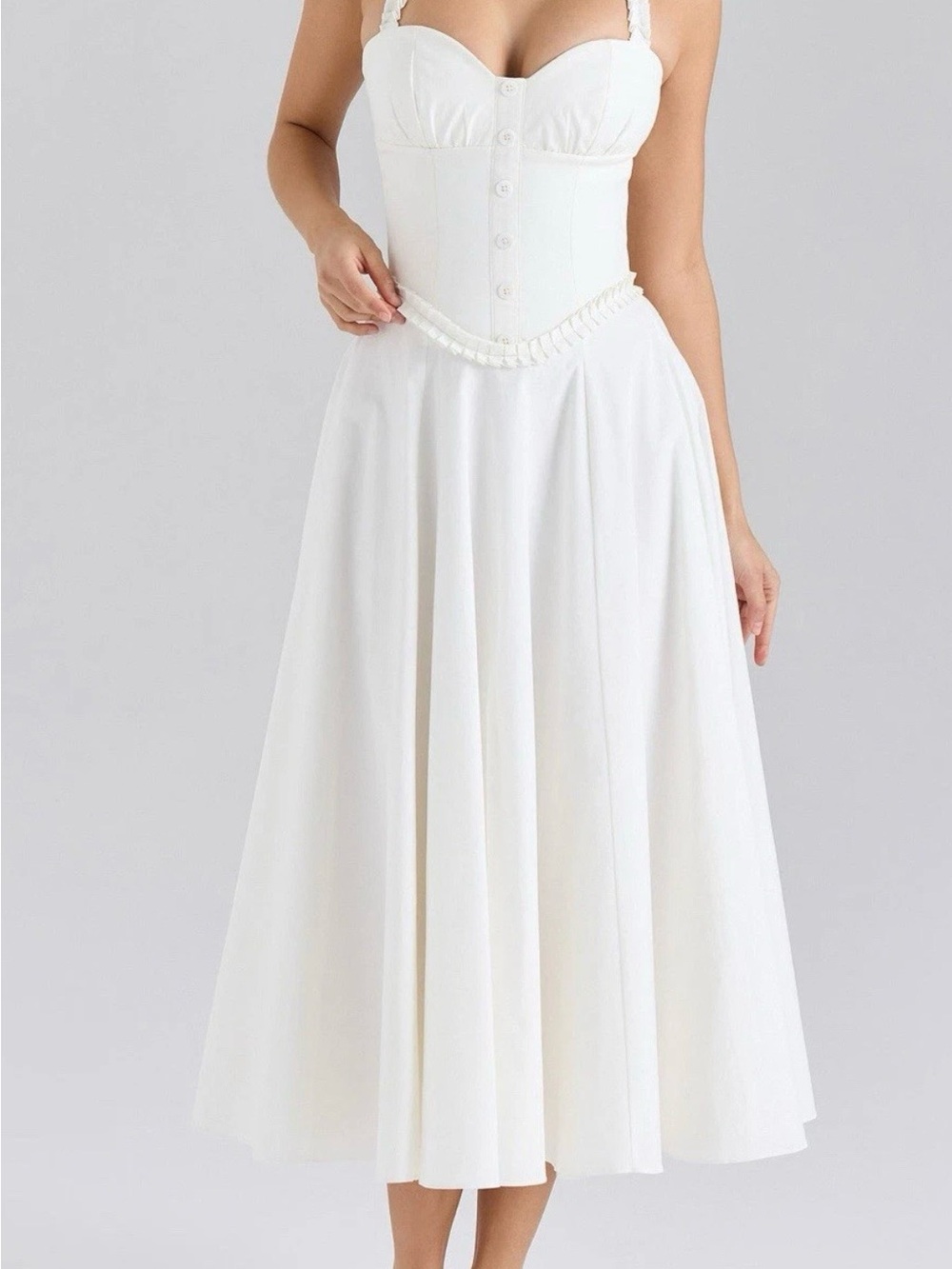 HOUSE OF CB Georgie White Halter Midi Dress Size Large